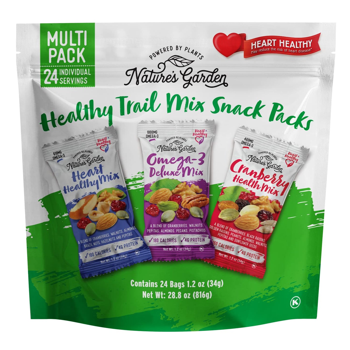 Nature's Garden Healthy Trail Mix Snack Pack 28.8 oz - Grade A Sun-Dried Turkish Nuts & Fruits - 10 oz Pack of 10 - Nature's Eats