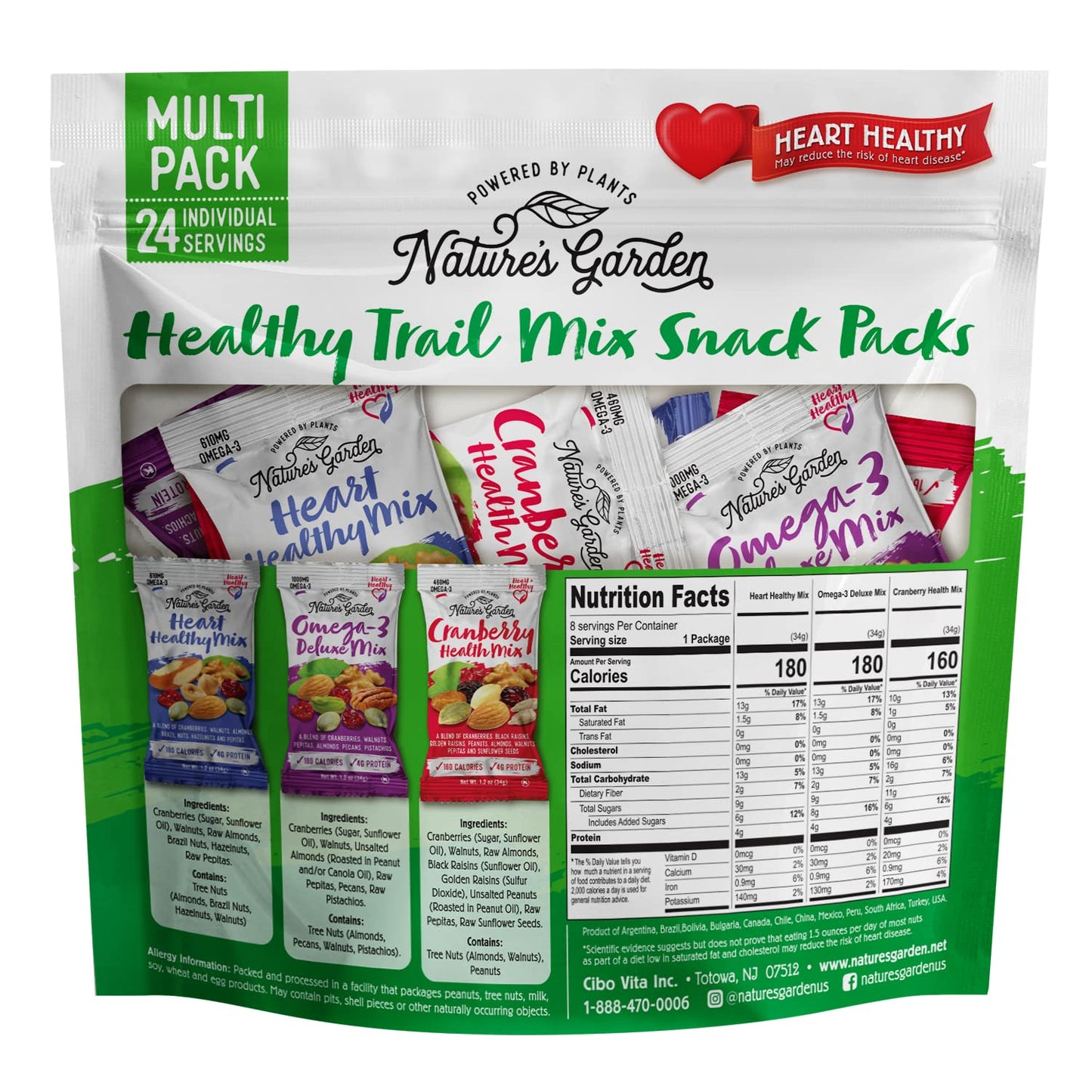 Nature's Garden Healthy Trail Mix Snack Pack 28.8 oz - Grade A Sun-Dried Turkish Nuts & Fruits - 10 oz Pack of 10 - Nature's Eats