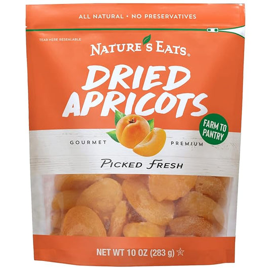 Nature's Eats Apricots – 10 Oz | Grade A Turkish Sun-Dried Apricots | 10 Pieces | Ideal for Snacking & Baking | 0.29 Kilograms